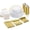 Gold, variant on 700PCS Clear Gold Disposable Dinnerware Set for 100 Guests, Plastic Plates for Party, Wedding, Christmas, Include: 200 Plastic Plates, 100 Gold Silverware, 100 Cups, 100 Napkins
