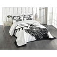 thumbnail image 3 of Ambesonne Fantasy Quilted Bedspread Set 3 Pcs, Wizard with Magic Book, Queen Size, White Black, 3 of 5