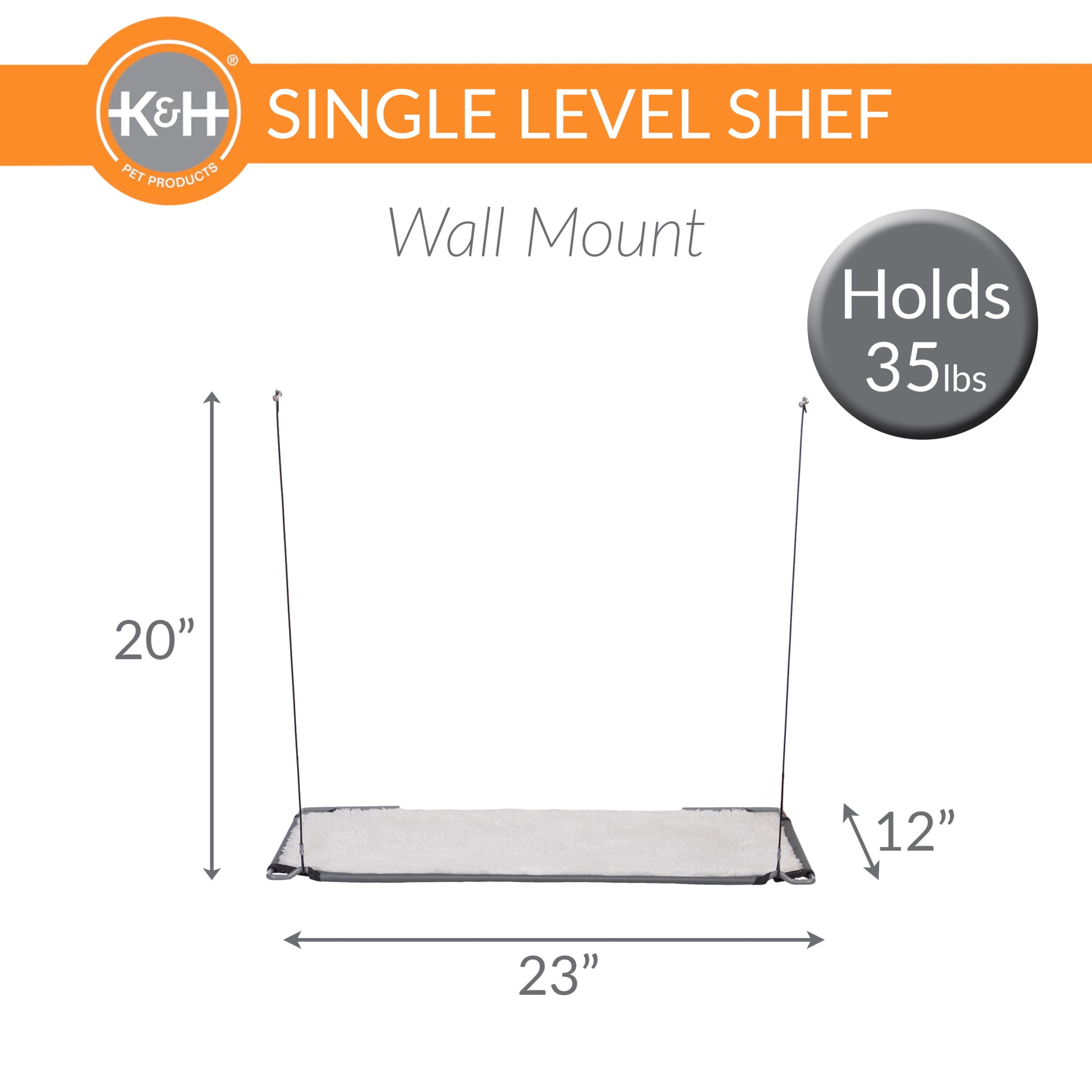 K&H Pet Products Wall Mount Cat Shelf Single Level Natural 23 X 12 Inches