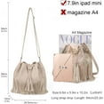 thumbnail image 3 of Leather Bucket Bags for Women Crossbody Fringe Purses with Drawstring Ladies Tassel Hobo and Shoulder Handbags, 3 of 6