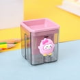 thumbnail image 3 of Taotanxi Creative Cute Cartoon Double Hole Pencil Sharpener, Stud-ent Hand Pencil Sharpener, Green Dinosaur ,White Rabbit,Cat, Puppy, Yellow Chicken, Bear..., 3 of 7