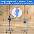 thumbnail image 5 of Medical IV Pole with Tray, 60" to 78" Adjustable Height IV Fluid Bag Stand with 4 Hooks, Portable 5-Leg IV Pole with Tray Wheels for Hospital Clinic Home IV Infusion, 5 of 7