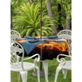 thumbnail image 4 of Outdoor Tablecloth with Umbrella Hole Zipper Baseball Round Tablecloth 54" Waterproof Outside Table Cloth Modern Buruning Flame Sport Black Background Patio Table Cover Tablecloths for Picnic Party, 4 of 8