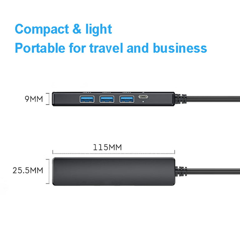 5-Port USB 3.0 Hub, Ultra-Slim USB Hub with USB-A Powered Port, Data USB  Splitter Charging Supported Compatible with MacBook, Laptop, Surface Pro,  PS4, PC, Flash Drive, Mobile HDD 
