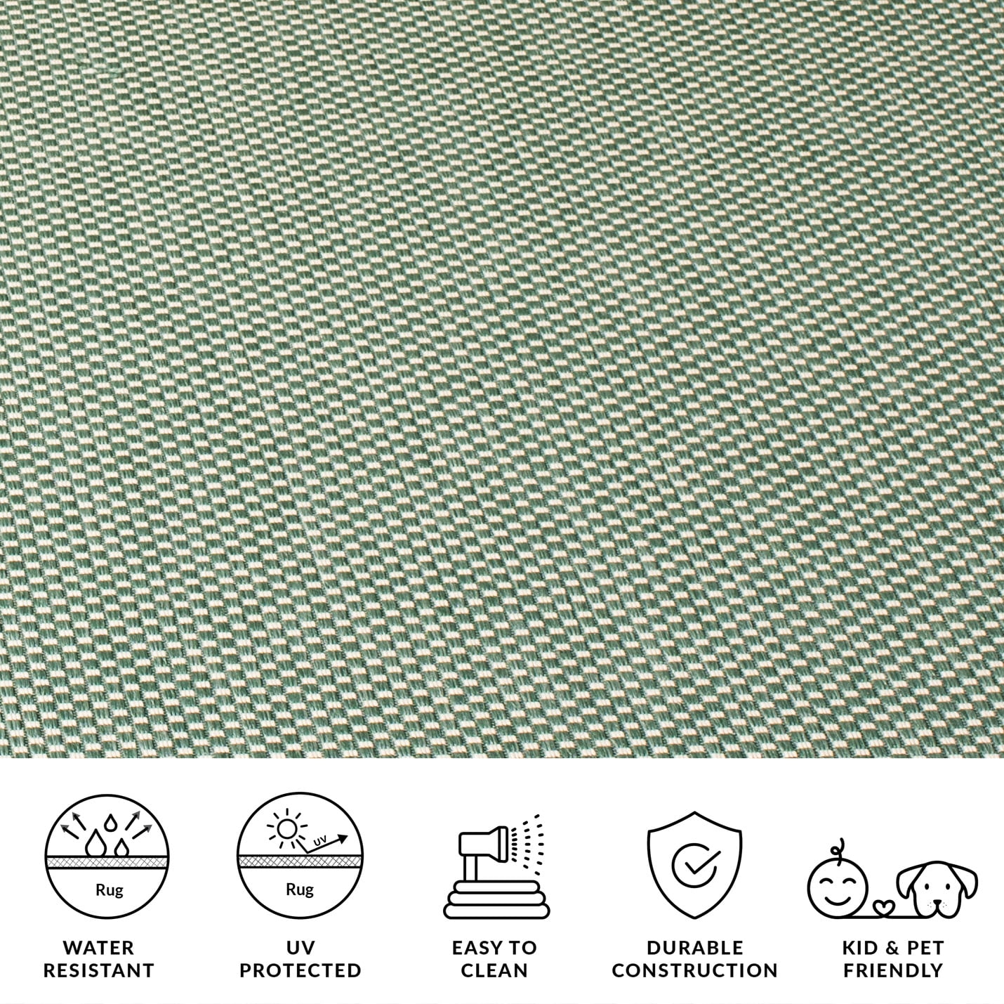SAFAVIEH Courtyard Leighton Checkered Indoor/Outdoor Area Rug, Dark Green/Beige, 9' x 12'
