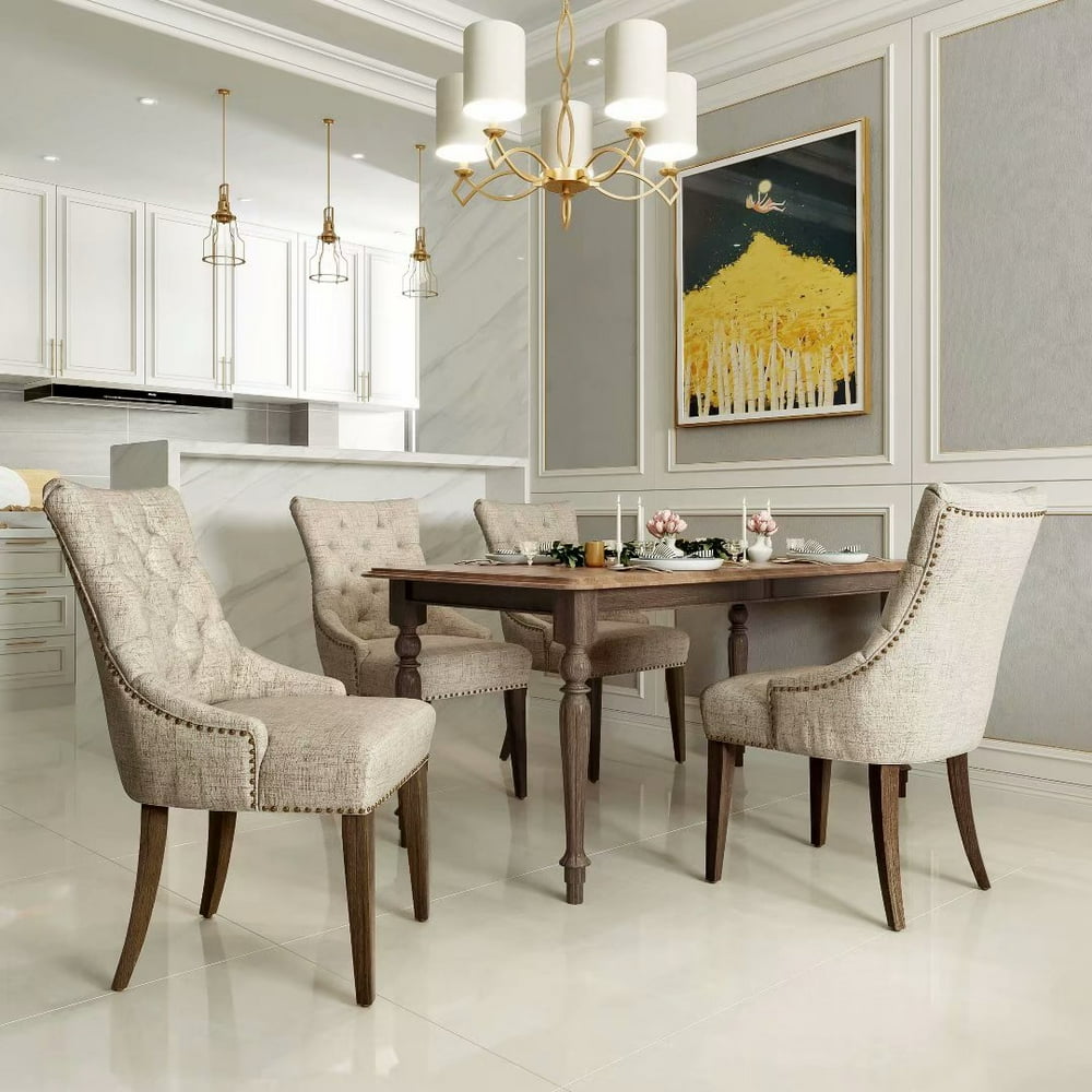 Piscis Upholstered Dining Room Chairs Set of 4, Modern Elegant Button