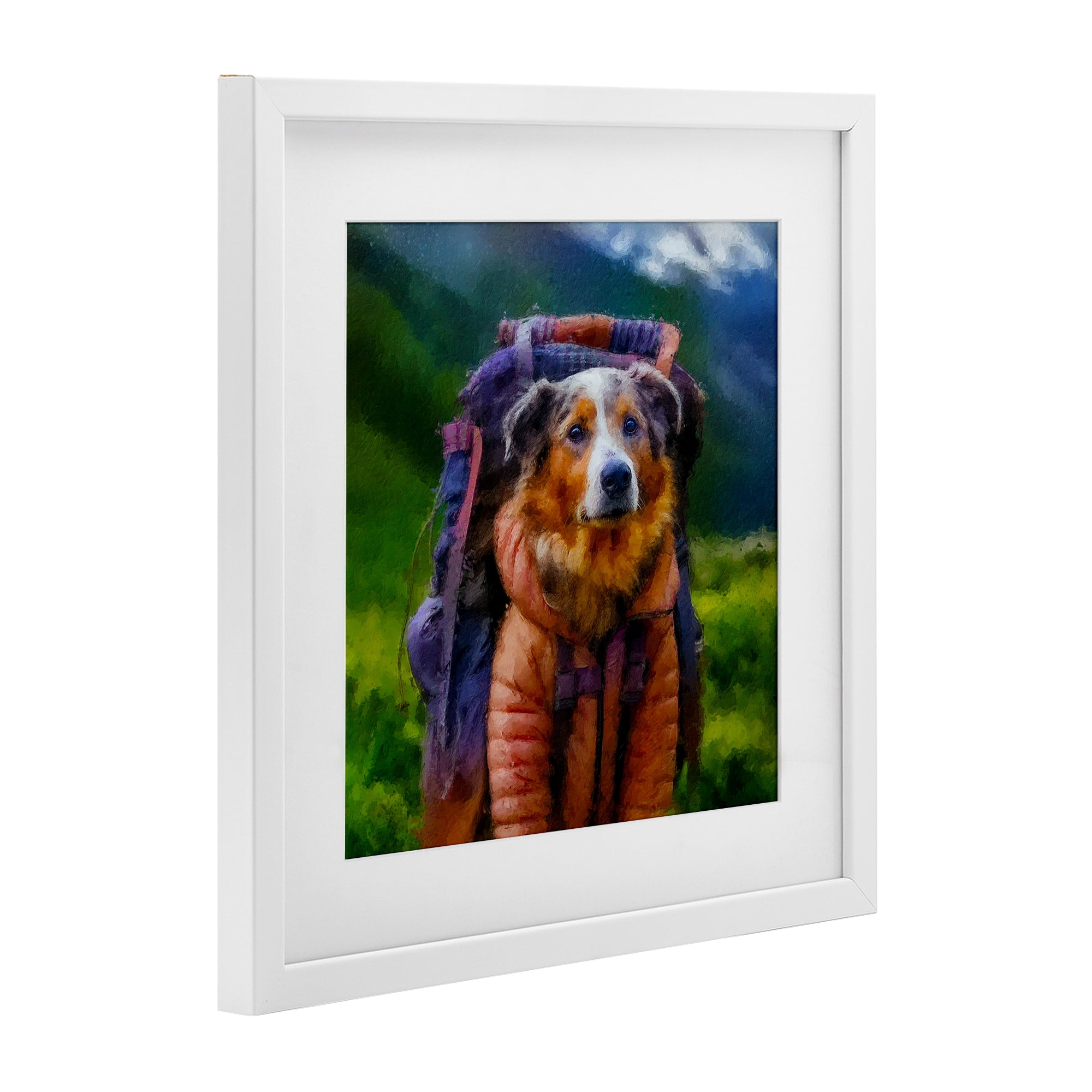 Stupell Industries Backpacking Hiker Dog White Framed Print Under Glass, design by Sean Parnell