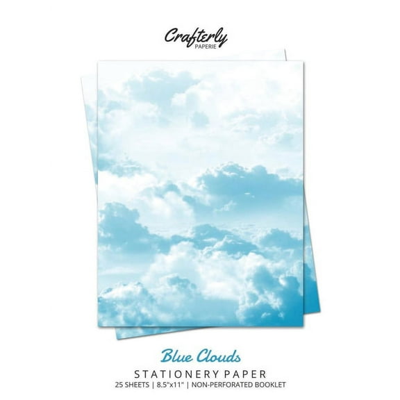 Blue Clouds Stationery Paper: Aesthetic Letter Writing Paper for Home, Office, Letterhead Design, 25 Sheets, (Paperback)