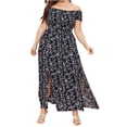 thumbnail image 2 of Zorckvet Womens Summer Dresses Flowy Plus Size off the Shoulder Fashion A Line Short Sleeve Long Dress for Women, 2 of 7