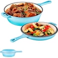 thumbnail image 2 of Enameled Blue 2-in-1 Cast Iron Multi-Cooker Heavy Duty Skillet and Lid Set, 2 of 9