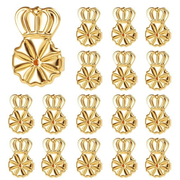 8 Pairs Earring Backs for Heavy Earrings, 14K Gold Plated Earring Lifters for Droopy Ears, Hypoallergenic Adjustable Heart Earring Backs