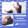 thumbnail image 7 of AllSett Health Bed Wedge Pillow Set – 2-Piece Memory Foam Support Cushions for Back, Legs & Knees, Navy, 7 of 7