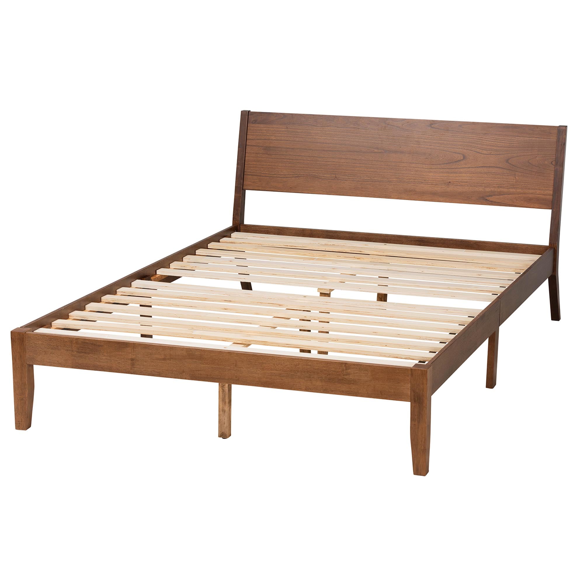 Baxton Studio Salvatore Mid-Century Modern Walnut Brown Finished Wood Queen Size Platform Bed
