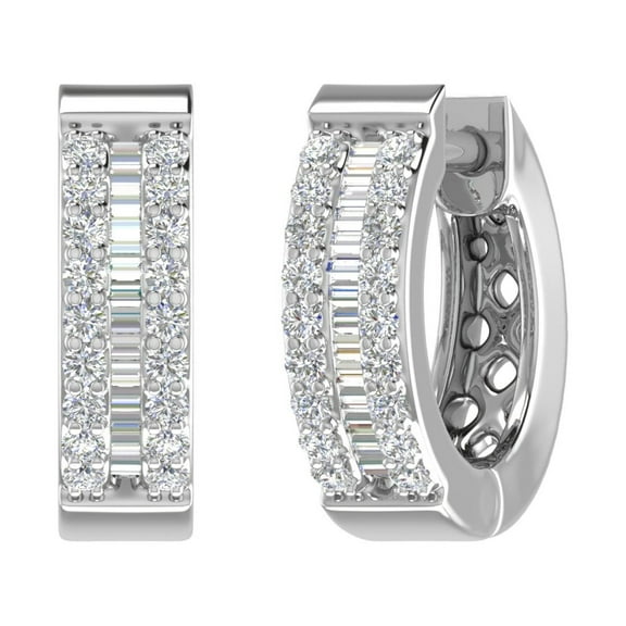 1/4 Carat Diamond Hoop & Huggies Earrings in 10K White Gold