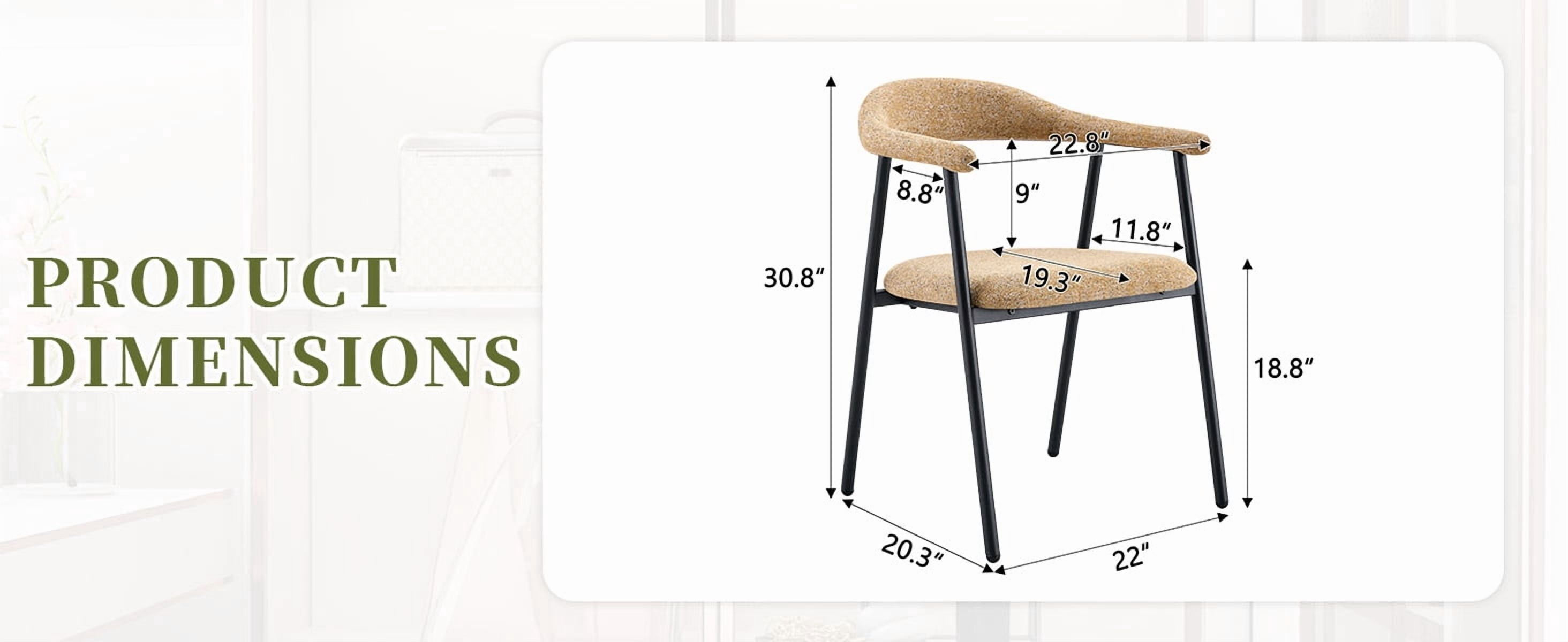 Leumius Dining Chairs Set of 4,Sofa Fabric Dining Room Chairs with Cushion Seat and Metal Legs,Modern Minimalist Style Kitchen Chairs for Kitchen Living Room,Easy Assembly,Light Khaki Fabric