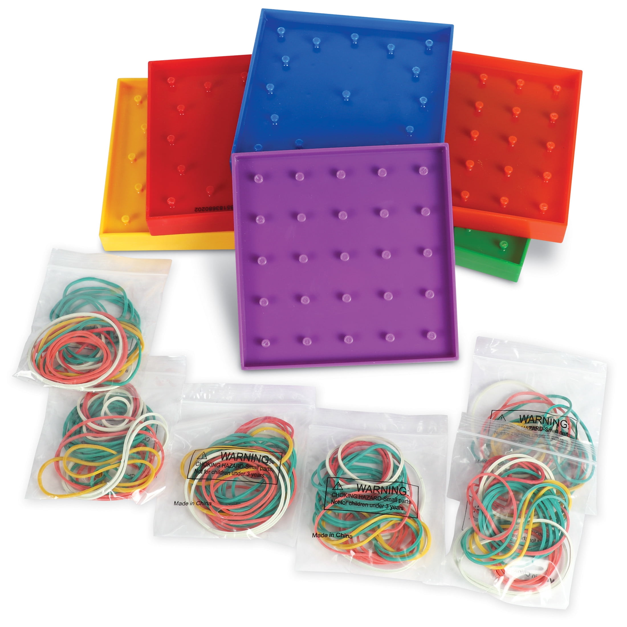 Learning Resources Double-Sided Rainbow Geoboards, 5", Math Manipulatives, Ages 5, 6, 7+