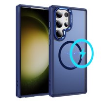 Dteck for Samsung Galaxy S25 Ultra Case with Magnetic, Compatible with MagSafe, Military Drop Protection Slim Translucent Matte Shockproof with Anti-Fingerprint Phone Case,Deep Blue