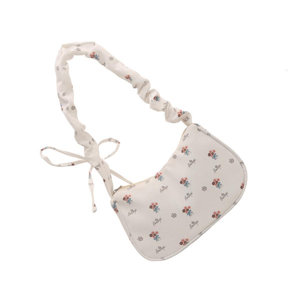 Casual Floral Shoulder Bag With Wide Adjustable Strap Spacious Compartments Twill Outdoor Travel Essential