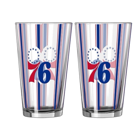 Logo Brands Philadelphia 76ers Two-Piece 16oz. Striped Pint Glass Set