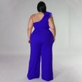 thumbnail image 5 of AURA Women Plus Size One Shoulder Jumpsuit Wide Leg High Waist Casual Outfit Summer Elegant Romper, 5 of 6