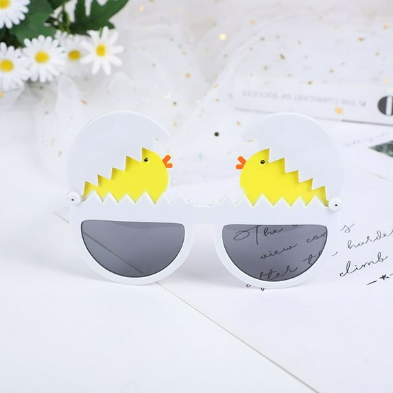 With Whiskers Rabbit Glasses Frames Mask Prom Party Bunny Chick Glasses Selfie Props Easter Glasses Happy Easter E WITH LENSES