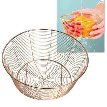 Rose Gold Kitchen Colander, Heavy Duty Mesh Strainer For Pasta, Produce