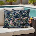 thumbnail image 4 of Pack of 2 Navy Blue Flowers Outdoor Pillow Covers Decorative, Waterproof Pillow Protector, Spring Floral Elegant Pastoral Botanical Throw Pillowcases Accent Cushion Cases for Patio Couch Sofa 26"x26", 4 of 8