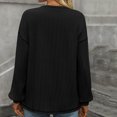 thumbnail image 7 of Htigea Long Sleeve Shirts for Women Casual Crew Neck Knit Ribbed Pullover Loose Cozy Fall Tops with Pocket Black M, 7 of 7