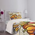 thumbnail image 3 of Ambesonne Harvest Quilted Bedspread Set 2 Pcs, Cornucopia Theme Food, Twin Size, Orange Green Purple, 3 of 5