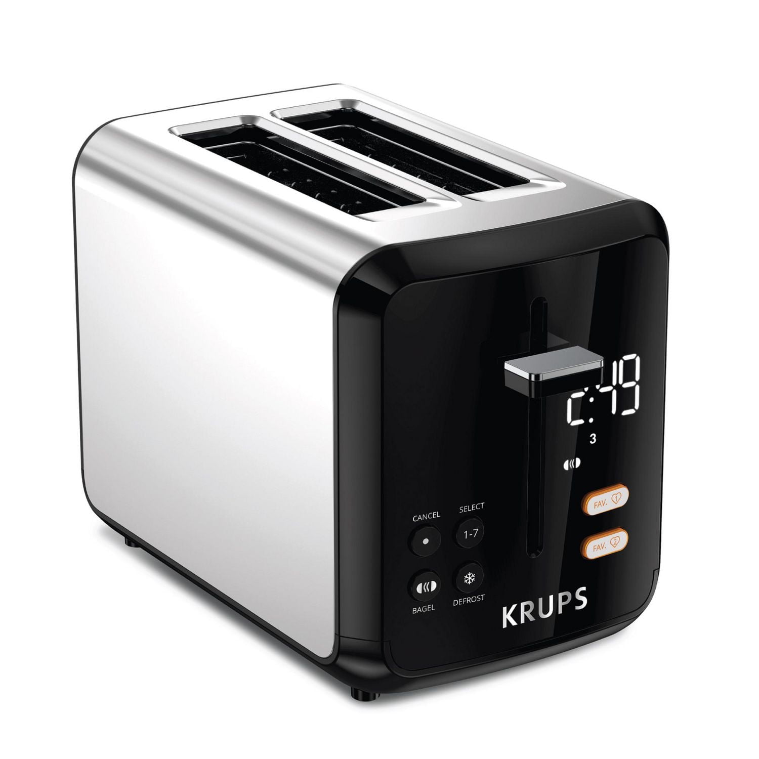 KRUPS My Memory Grille-Pain Numérique En Acier Inoxydable À 2 Tranches, 7 Niveaux De Brunissage Avec Grand Écran DEL