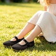 thumbnail image 3 of Owordtank Girls Mesh Ballet Flats – Round Toe Fishnet Ballerina Flats, Buckle Strap, Casual Comfortable Office Mary Jane Shoes, 3 of 6