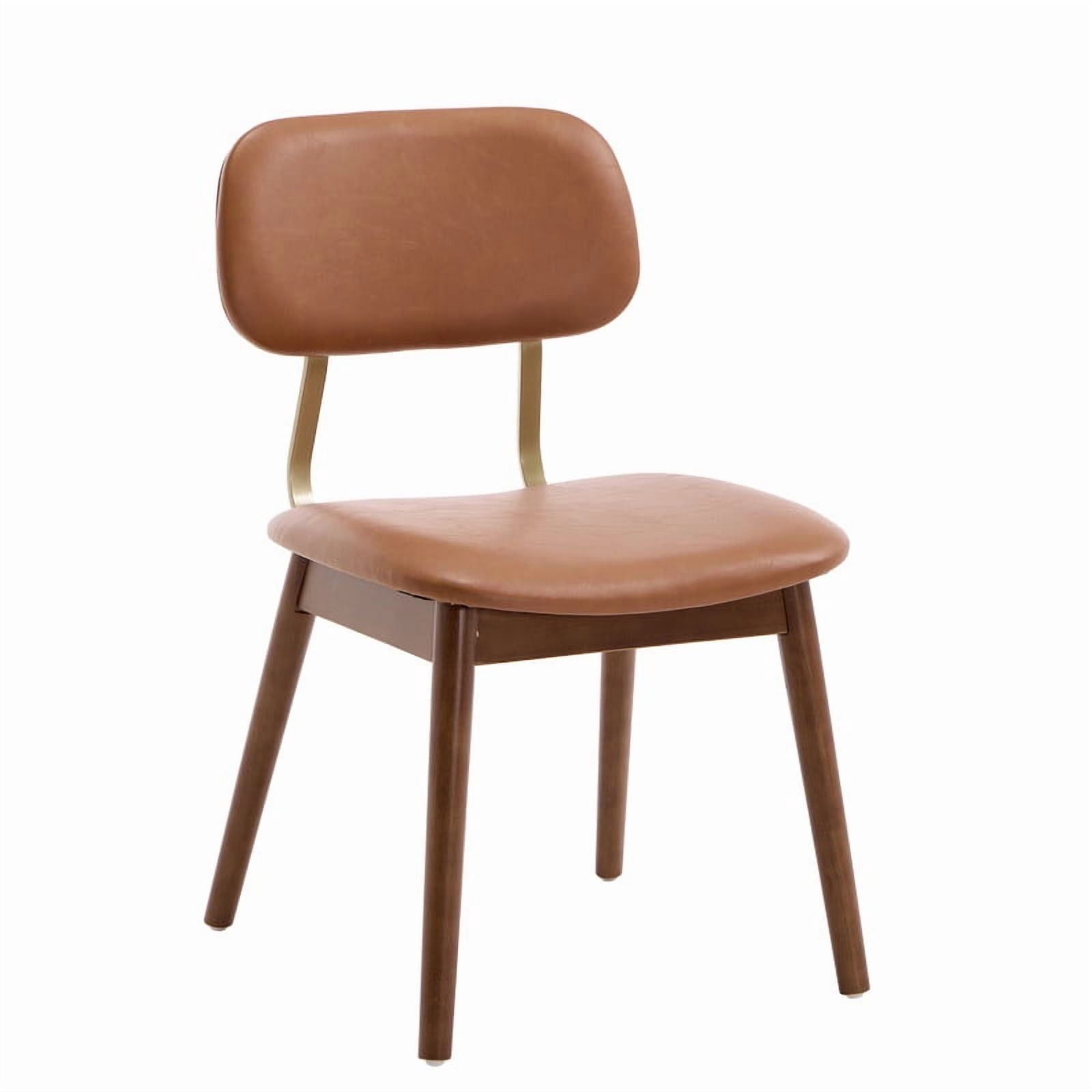 Solid Wood Frame Dining Chairs Set of 2, Modern Faux Leather Upholstered Armless Kitchen Chairs, Accent Side Dinner Chair