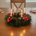 thumbnail image 4 of Yucurem Christmas Advent Candle Holder Wreath - Red Ribbon Advent Wreath Ornaments for Christmas New Year Birthday Party Decor, 4 of 7