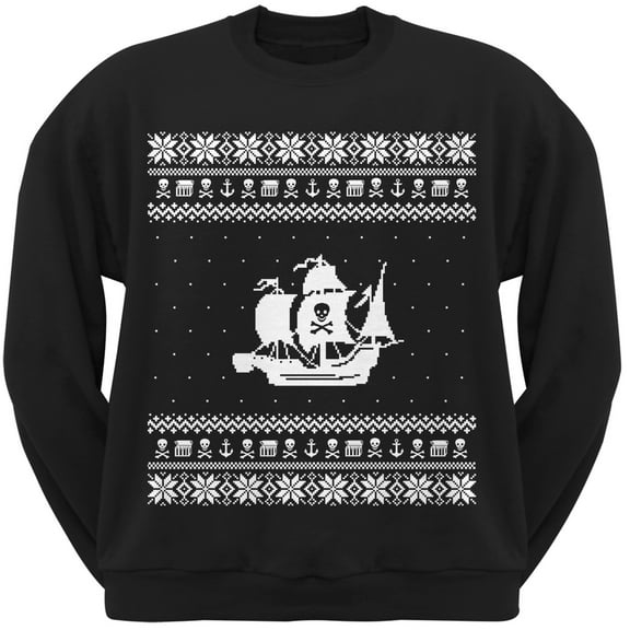 Pirate Ship Black Crew Neck Sweatshirt
