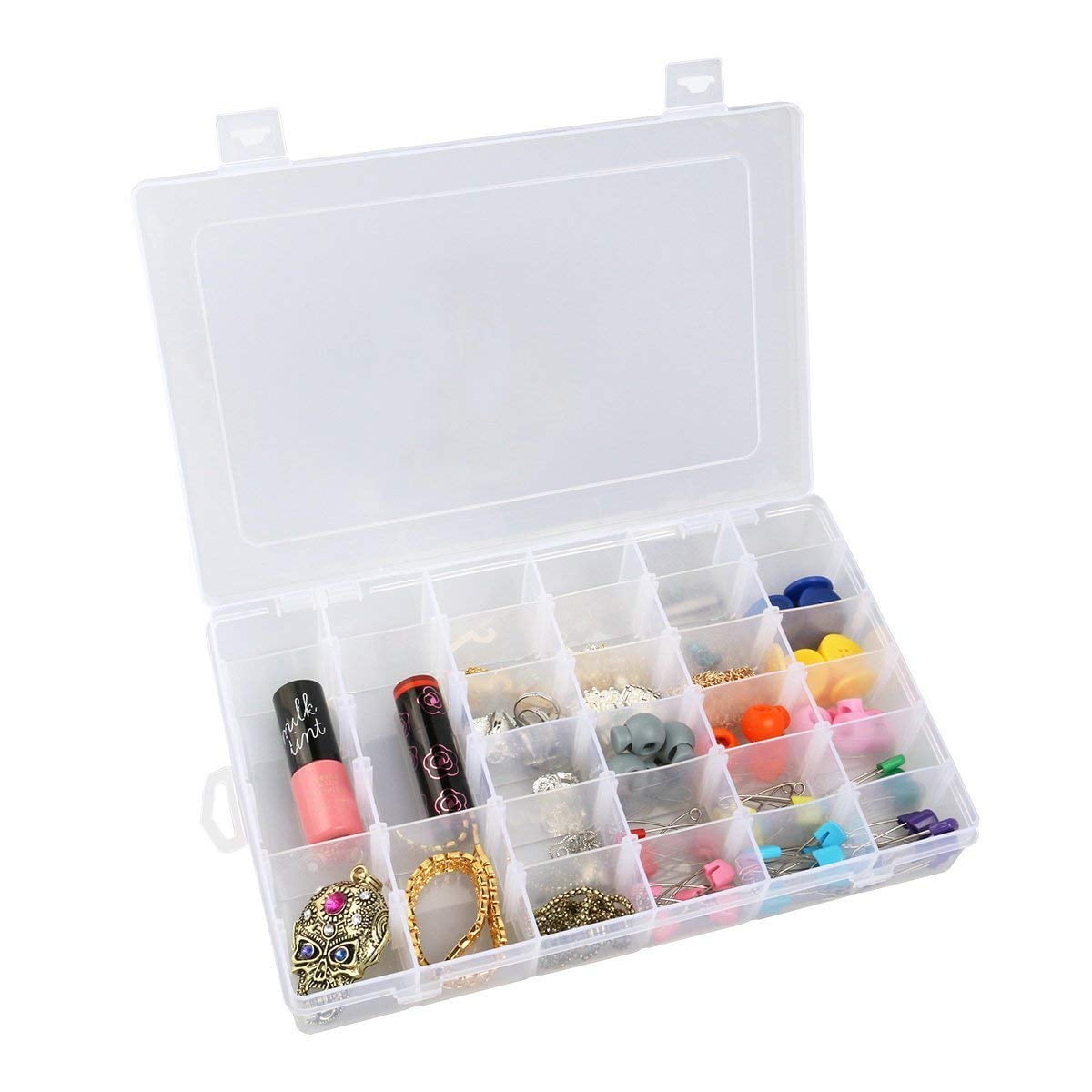 36 Grid Clear Plastic Jewelry Box Storage Organizer Storage with