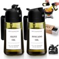thumbnail image 1 of Pulverizador de aceite, 2 unidades, botella de aerosol de vidrio verde oscuro de 480 ml, 1 of 8