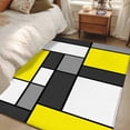 thumbnail image 5 of Modern Color Blocks Washable Area Rugs 3'x5', Gray Yellow White Rectangle Geometric Low Pile Throw Living Room Rug Non-Slip Sturdy Edge Binding Carpet for Indoor Entryway Bedside Kitchen, 5 of 9