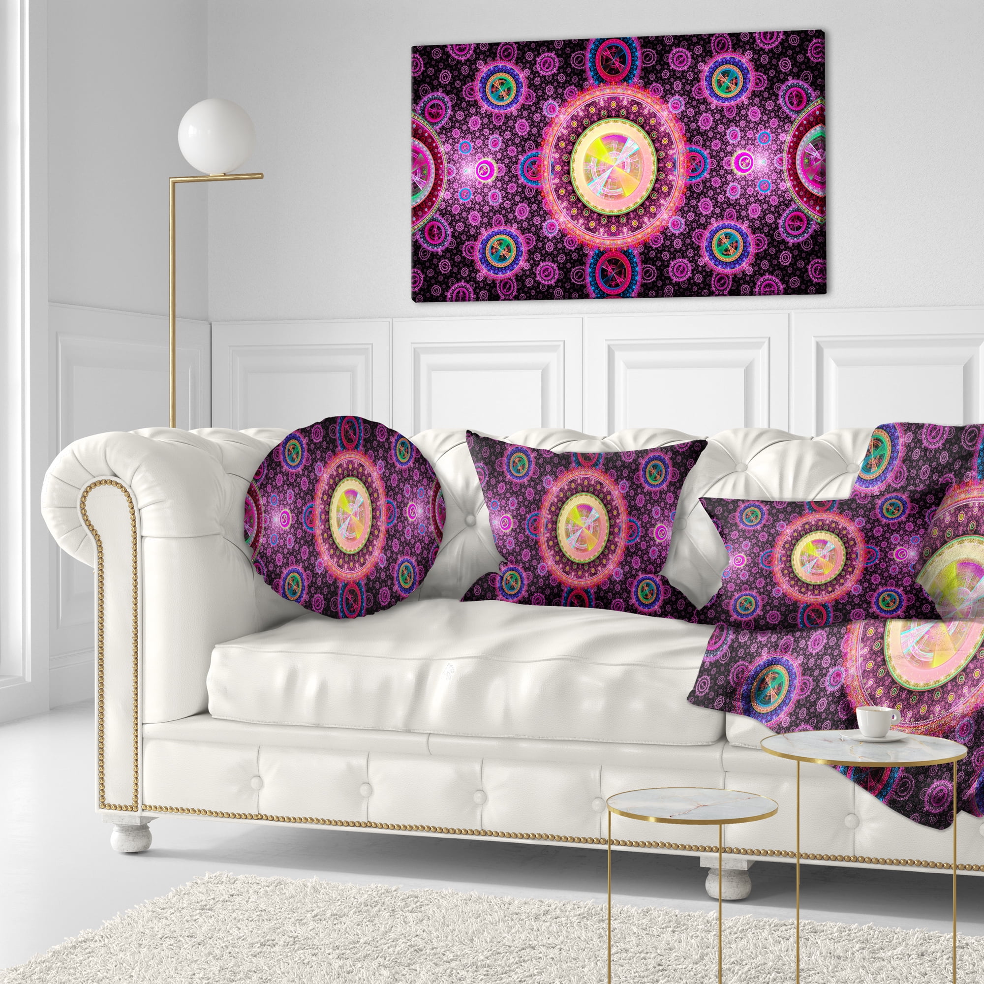 Designart Bright Pink Psychedelic Relaxing Art - Abstract Throw Pillow - 12x20