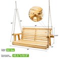 thumbnail image 2 of Wooden Porch Swing with Hanging Chain,2-Seater Patio Swing Chair with Cup Holders,Outdoor Swing Bench for Porch Courtyard Garden Balcony, 2 of 7