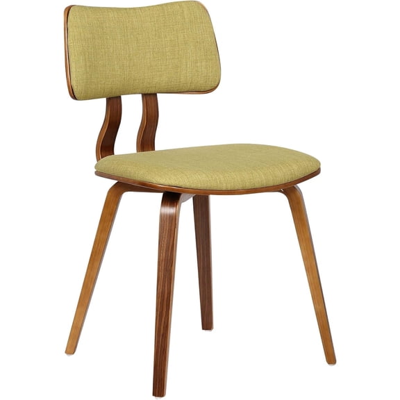Mid-Century Dining Chair in Walnut Wood and Green Fabric