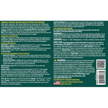 General Finishes Exterior 450 Water Based Topcoat, 1 Gallon, Flat