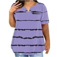 thumbnail image 2 of CFLVAEK Womens Plus Size T Shirts Loose Fit Short Sleeve Tshirts Fashion Striped Graphic Tees Casual Summer Notch V Neck T Shirt 2025 Purple XL, 2 of 6