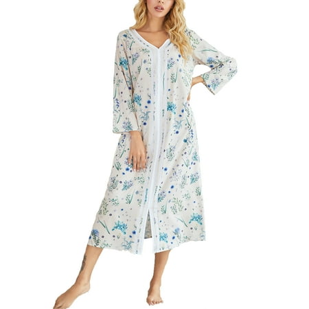 

Women Casual Loose Long Nightgown Night Shirt for Ladies Floral Sleeping Sleepwear Long Sleeve Sleep Shirts Nightwear Lounge Wear