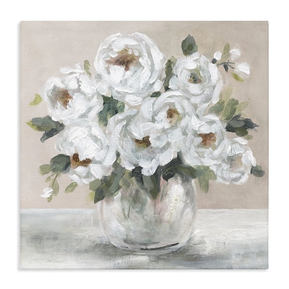 Stupell Industries Shabby Chic White Peony Bouquet Canvas Art, 36 x 36, by Carol Robinson