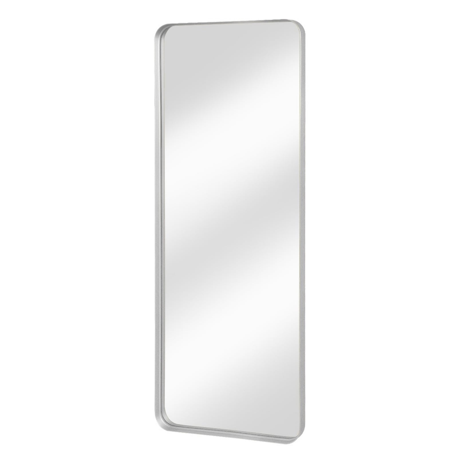 Gleamira 28"x60" Full Length Mirror Floor Mirror Rounded Corner Mirror with Deep Frame, Silver