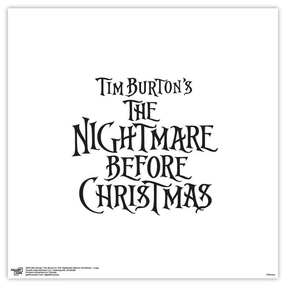 Gallery Pops Disney Tim Burton's The Nightmare Before Christmas - Logo Wall Art, Unframed Version, 12" x 12"