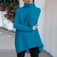 thumbnail image 2 of Baberdicy Sweaters for Women Womens Turtleneck Long Batwing Sleeve Asymmetric Hem Casual Pullover Sweater Knit Tops Womens Sweaters Blue, 2 of 8