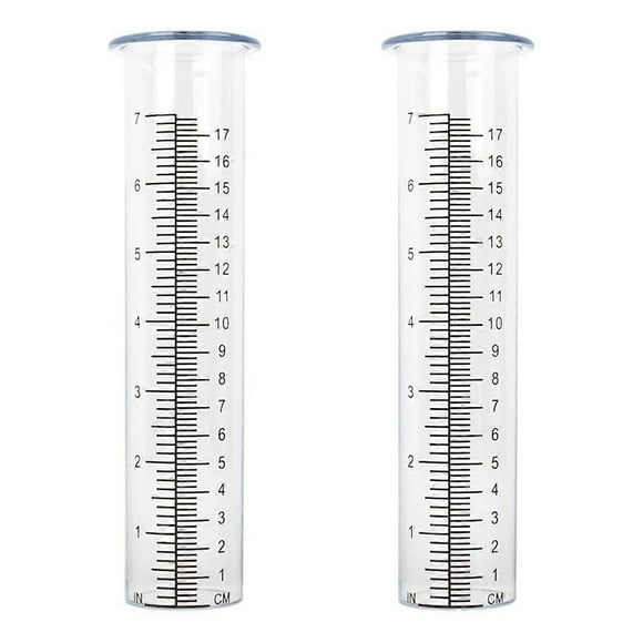 2pcs Plastic Rain Gauge Replacement Tube with 7 Inch Capacity Rain Water Gauge for Garden Yard Outdo