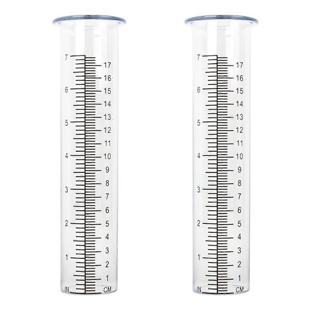 2pcs Plastic Rain Gauge Replacement Tube with 7 Inch Capacity Rain Water Gauge for Garden Yard Outdo