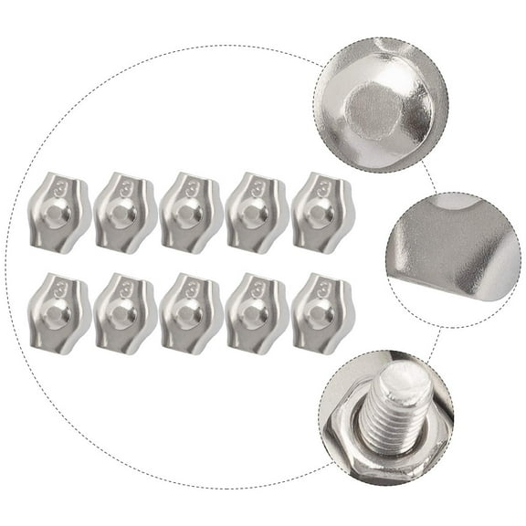 FRCOLOR  10 Pcs Clamp 304 Stainless Steel Single Wire Rope Grip Kit